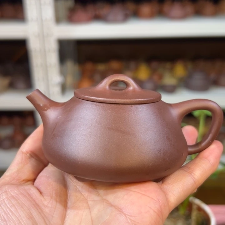 茶壶紫砂紫泥平盖石瓢130cc