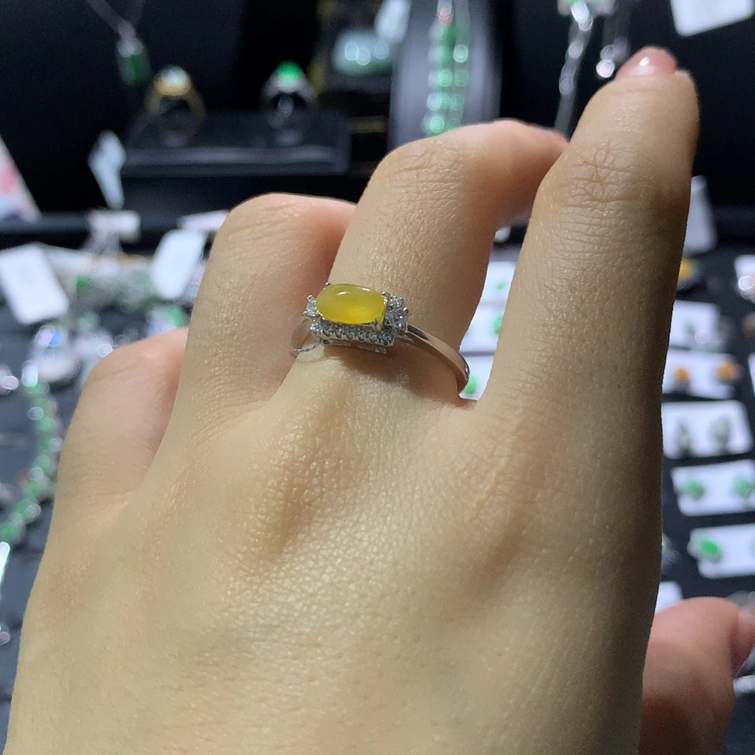 翡翠戒指银S925镶嵌戒指