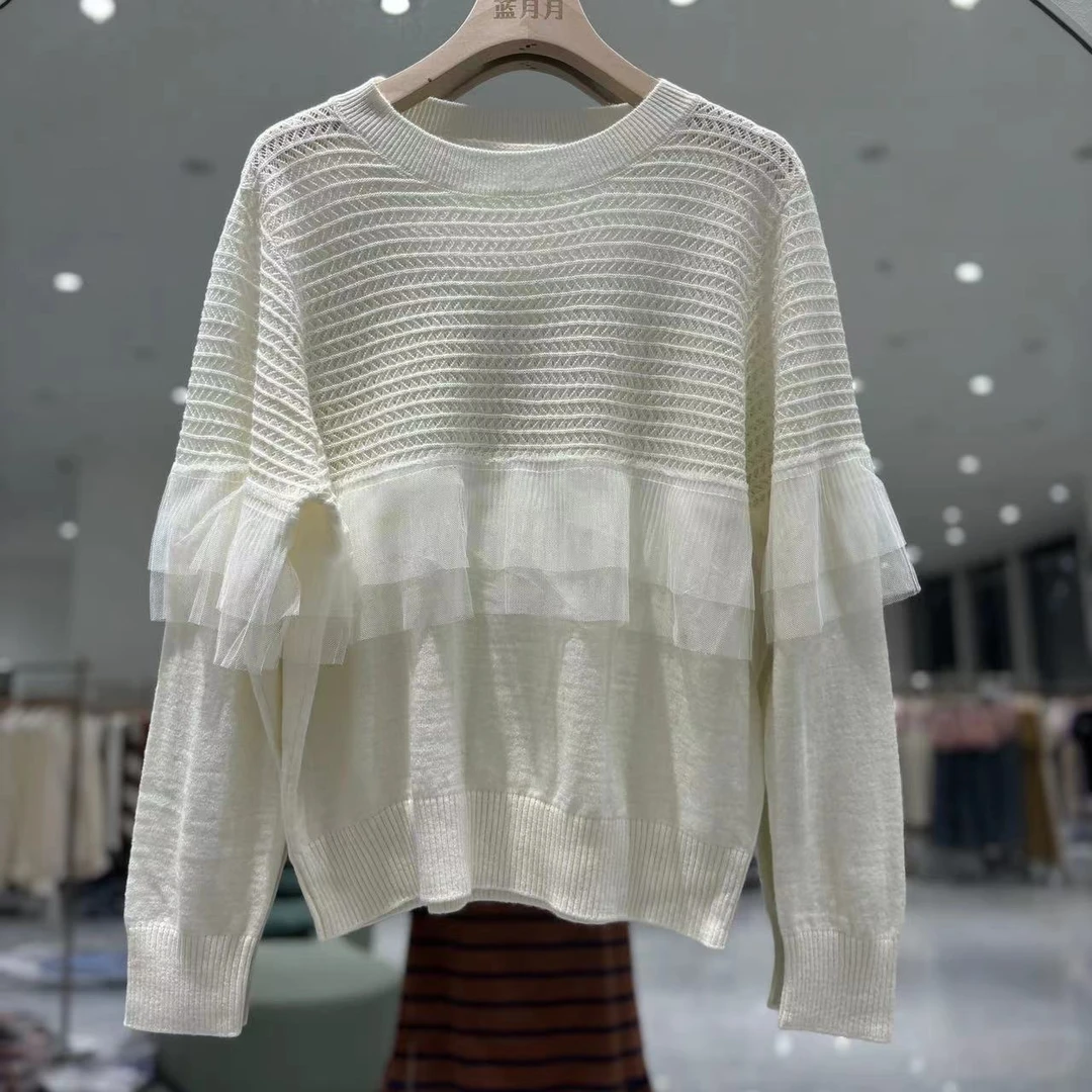 毛衣针织花边圆领宽松