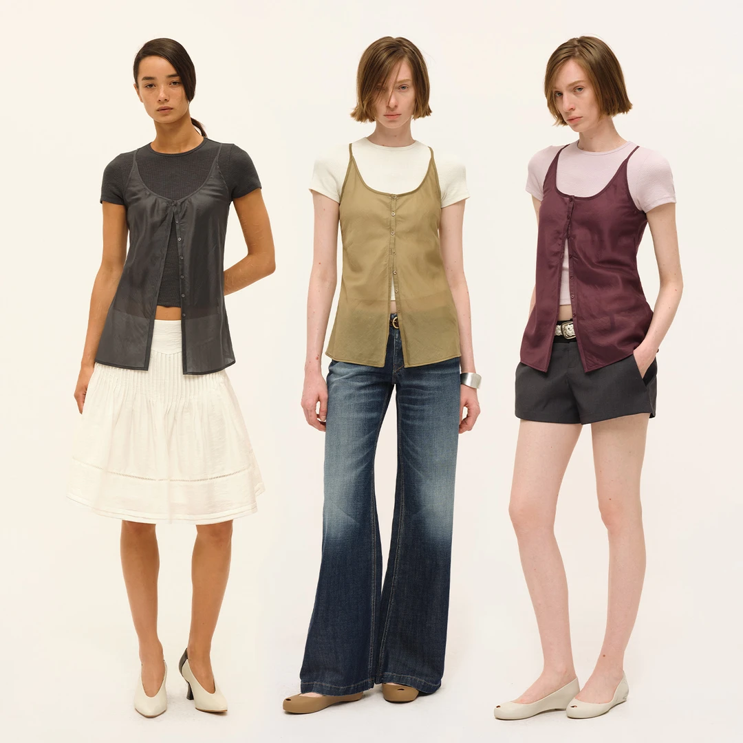 SMIIILE莱赛尔撞色叠穿吊带背心高弹修身显瘦短袖T恤两件套女夏