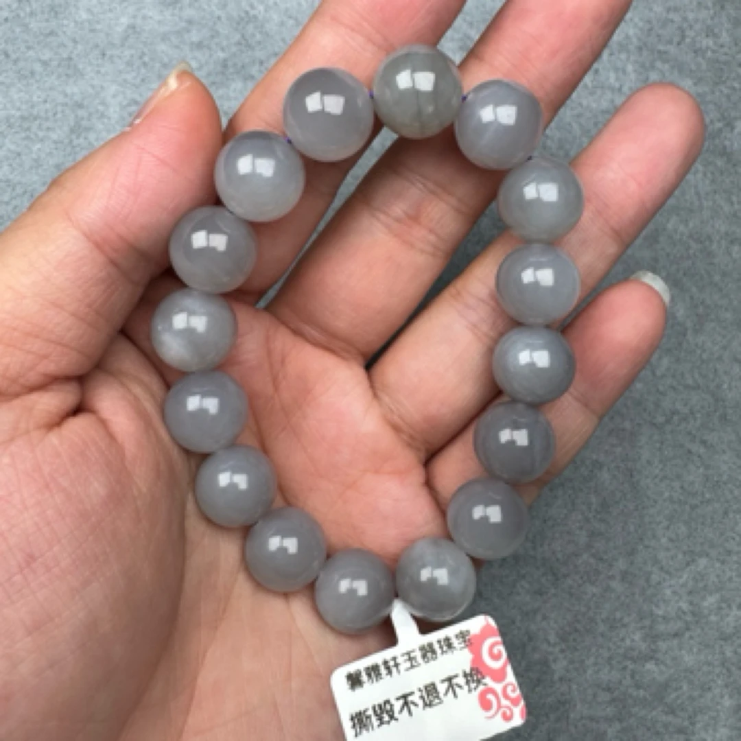 天然和田玉烟紫手串卡12