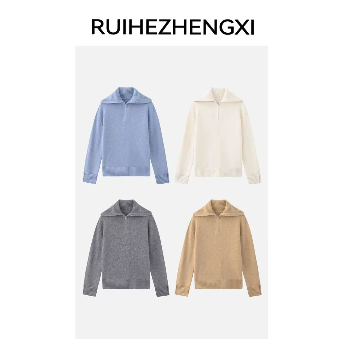 RUIHEZHENGXI | 瑞和正熙“雅迷LP~”100%绵羊毛大翻领针织衫960808