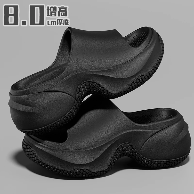 韩版厚底拖鞋女增高防滑夏季一字拖美腿舒适外穿居家8厘米拖鞋女