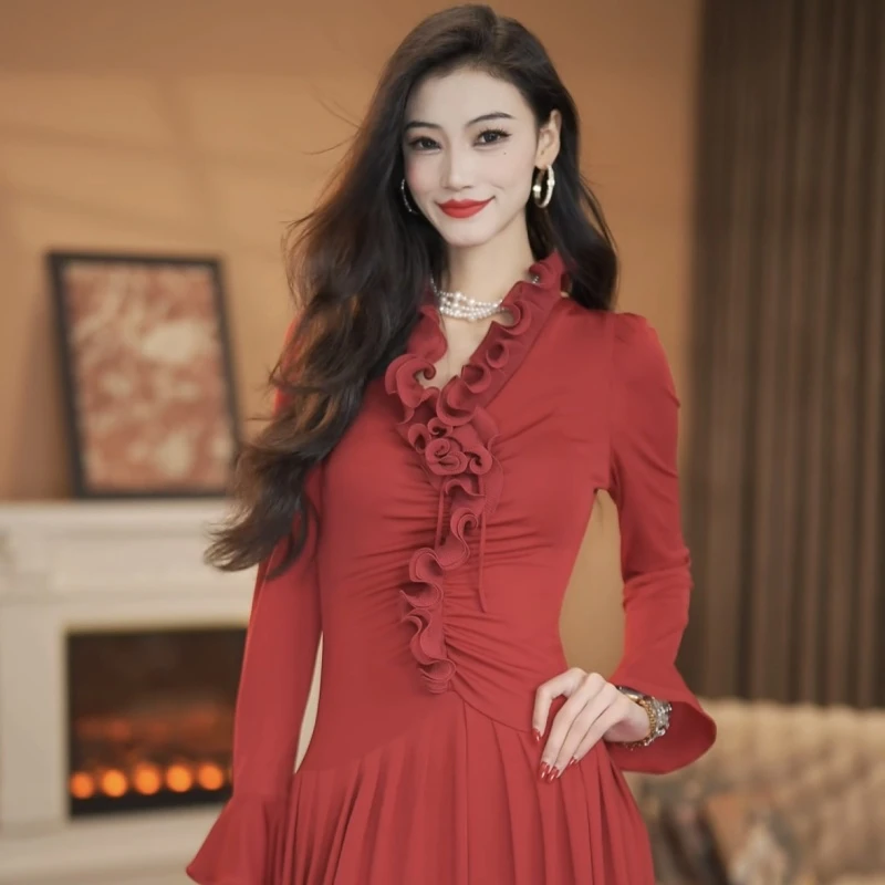 【于一】日月星辰  红玫瑰法式气质高级优雅显瘦收腰裙-ZX857