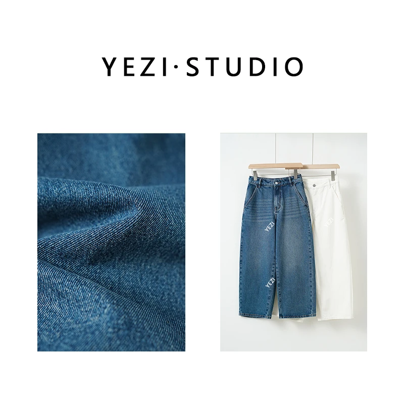 【气球八分牛仔裤】高支优质竹节棉石磨水洗牛仔气球裤25135022