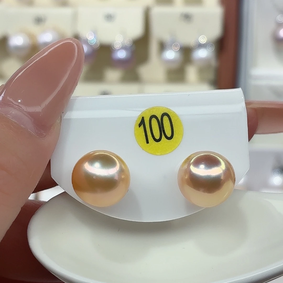 淡水珍珠耳饰银S925镶嵌F