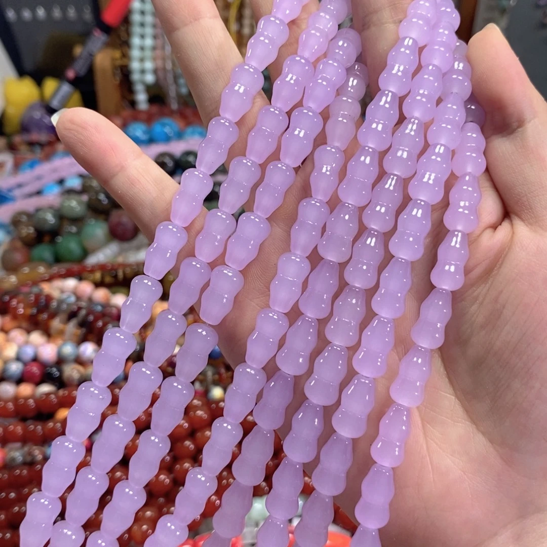 未镶嵌玛瑙/玉髓珠宝半成品紫玉葫芦一条卡8*14mm