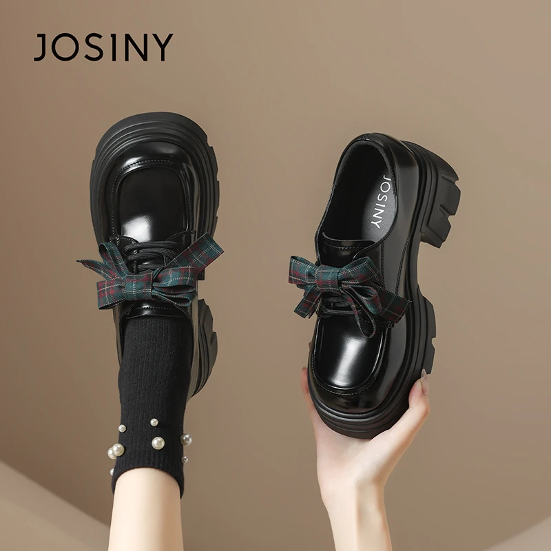 卓诗尼新款青年圆头系带休闲风秋季乐福鞋复古欧若动感风