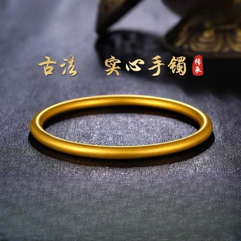 足银手镯 古法实心手镯