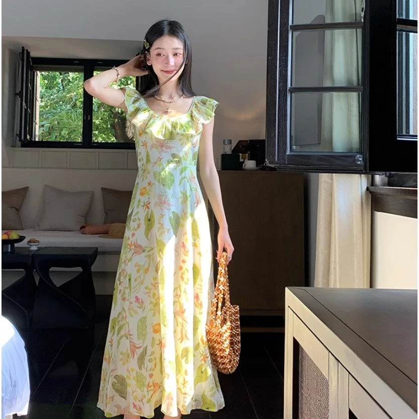 夏季清仓收腰显瘦碎花裙女装长裙新款漂亮气质连衣裙夏季多巴胺