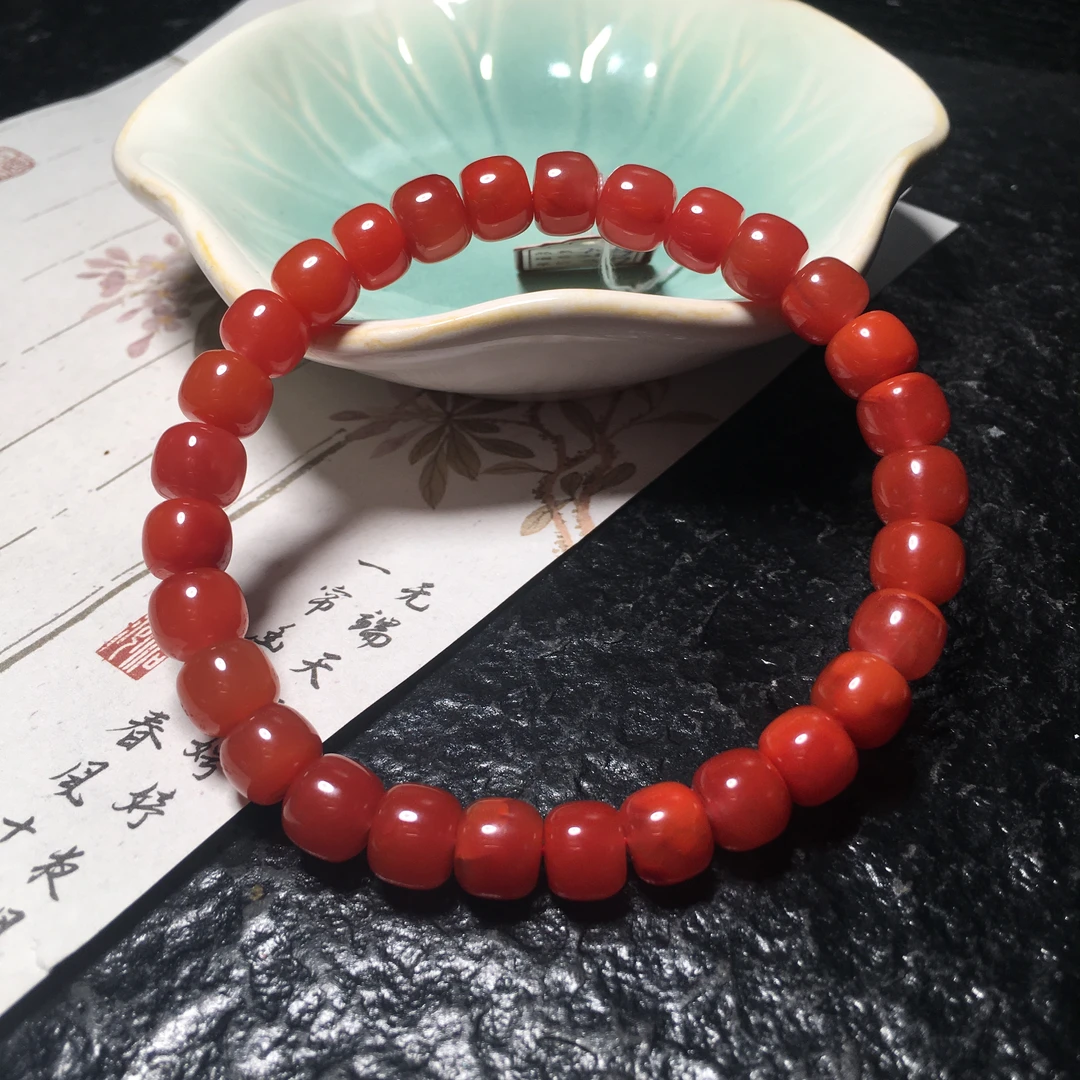 【朱锦南红】天然川料南红玛瑙单圈老型手串简约百搭显白7.8mm21.9g