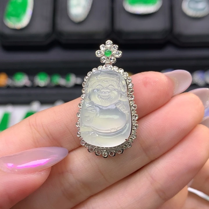 翡翠吊坠(不含链)18K金镶嵌