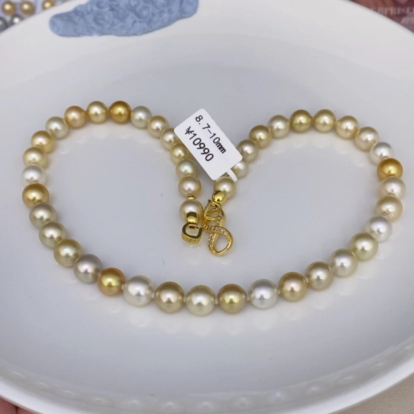 【闪购商品】海水珍珠项链未镶嵌夕****昏混彩项链8.7-10mm燕