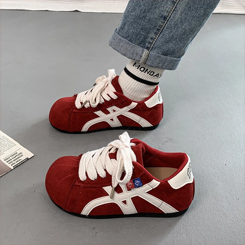 内增高德训鞋女2025年秋季新款厚底休闲贝壳头面包鞋软底运动板鞋