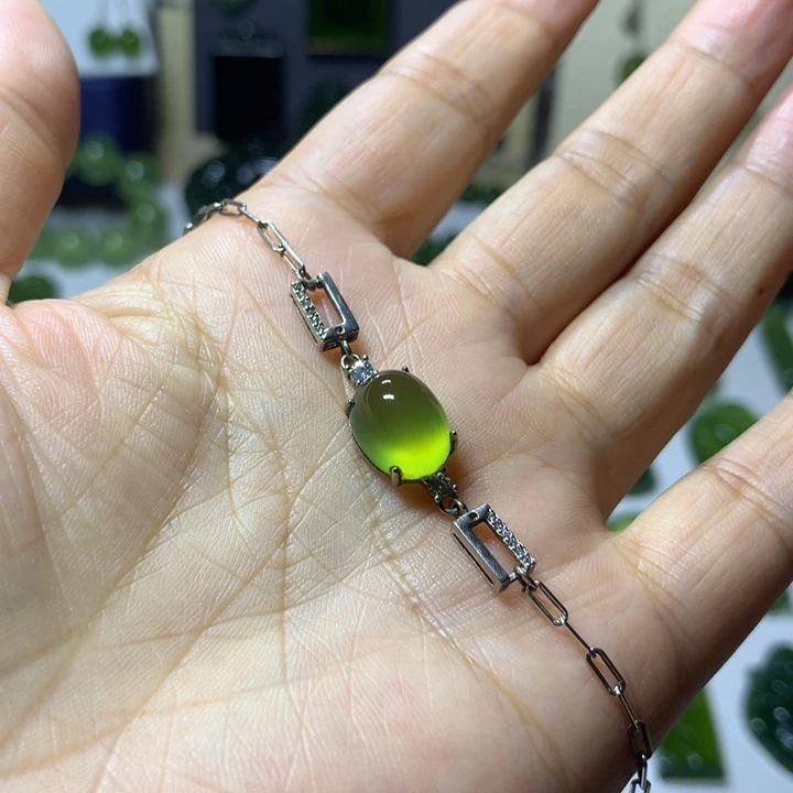 银S925镶嵌岫玉手链手链