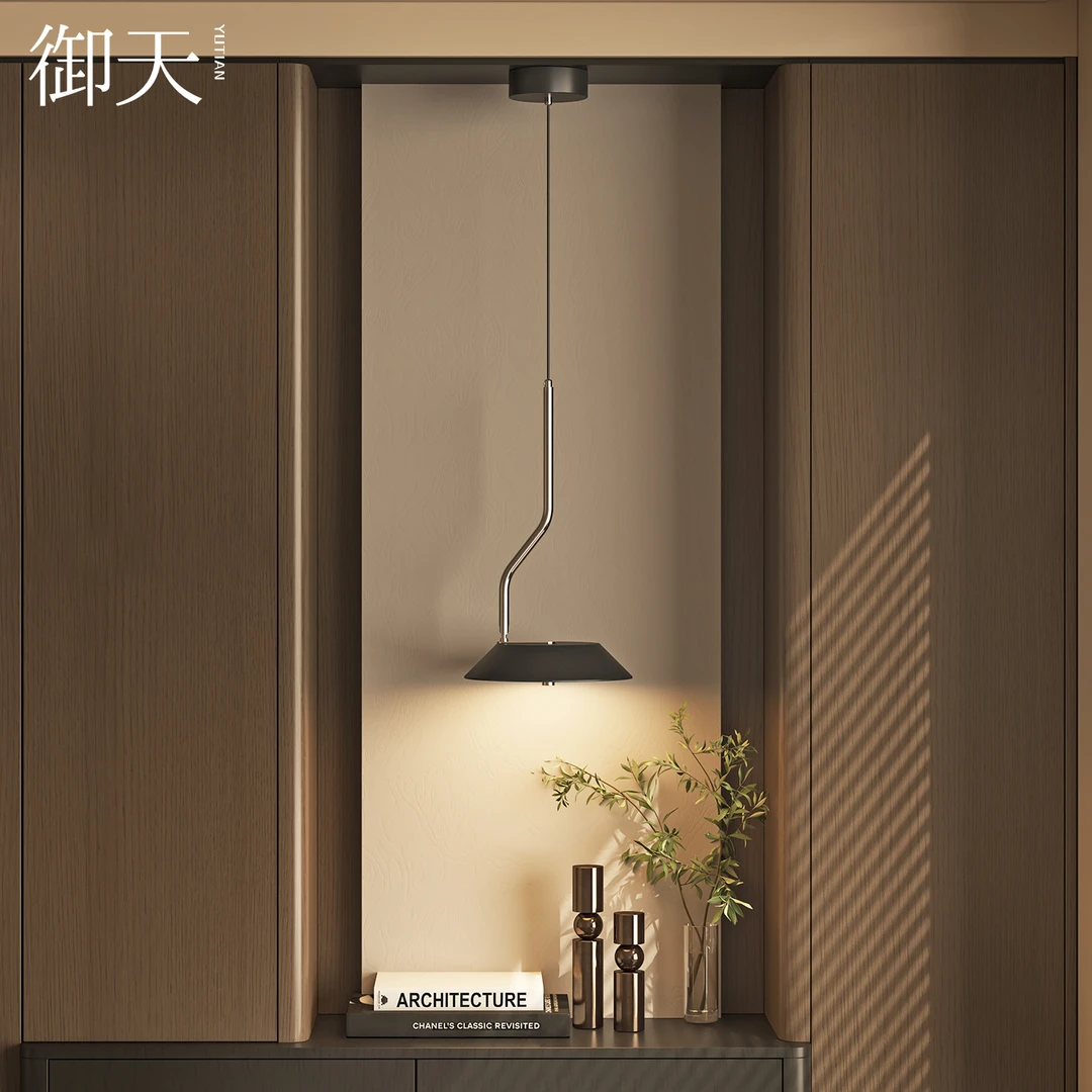 小黑帽极简高级感玄关小吊灯客厅卧室床头艺术装饰氛围吊线灯