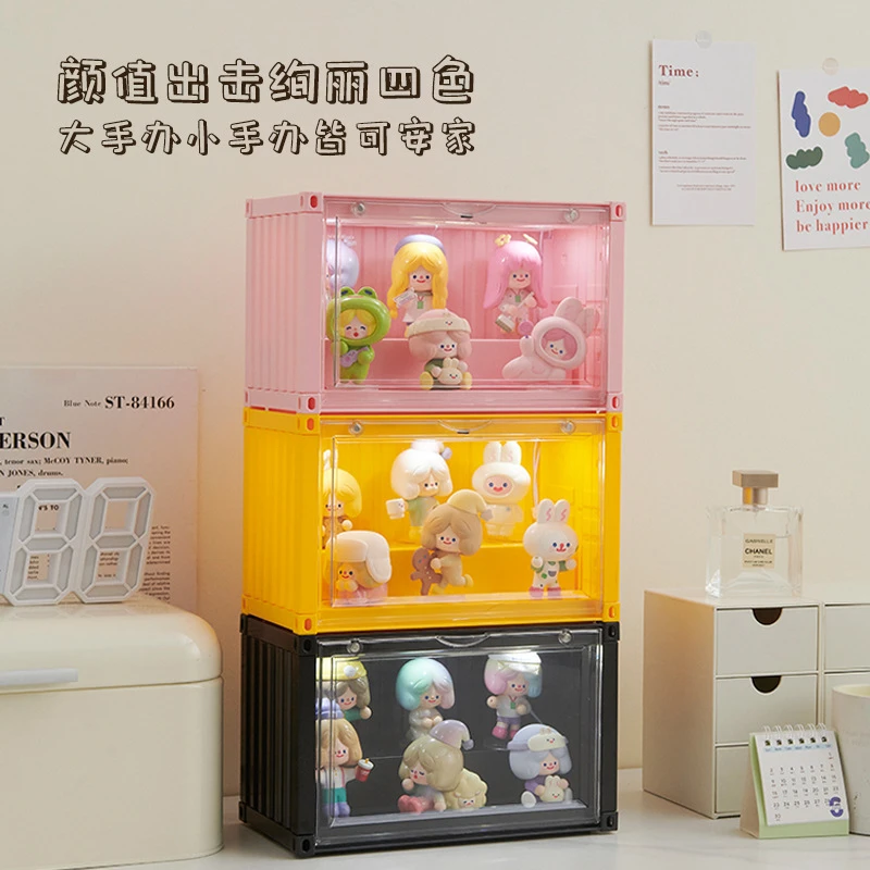 集装箱盲盒收纳盒防尘柜子加厚透明泡泡玛特展示架手办娃娃手办盒