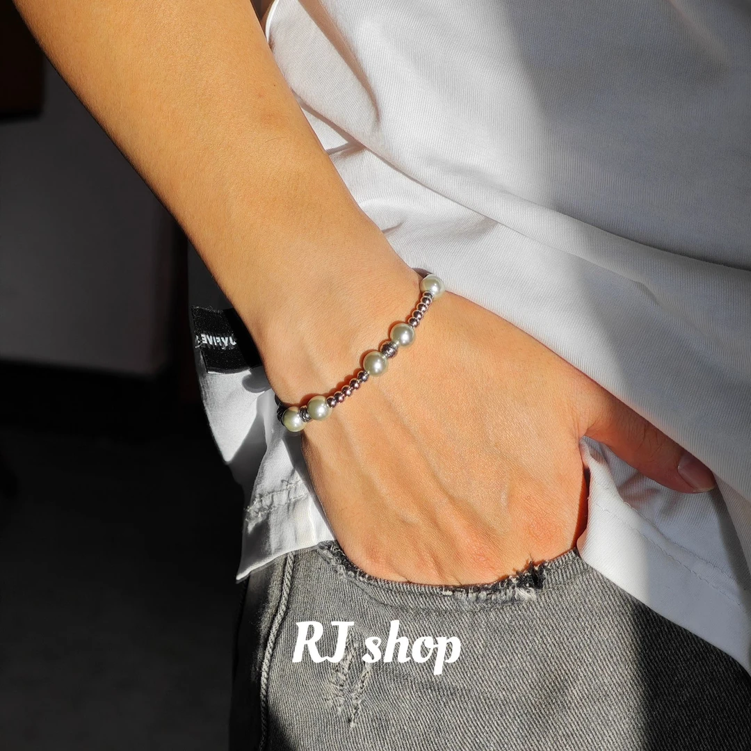 不锈钢仿珍珠手链 RJ原创小众设计感极简个性百搭高级感嘻哈男生