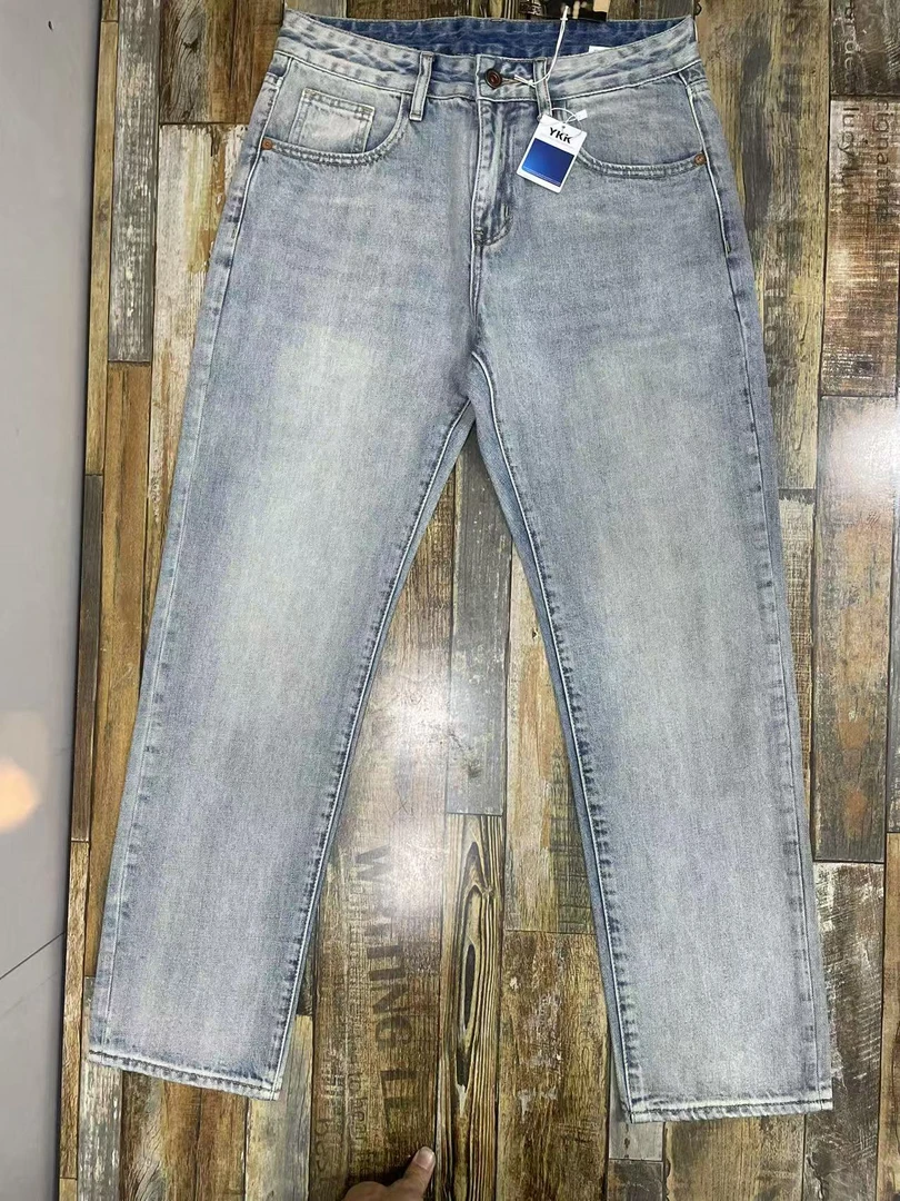 春季新款港风宽松直筒垂感无弹牛仔裤