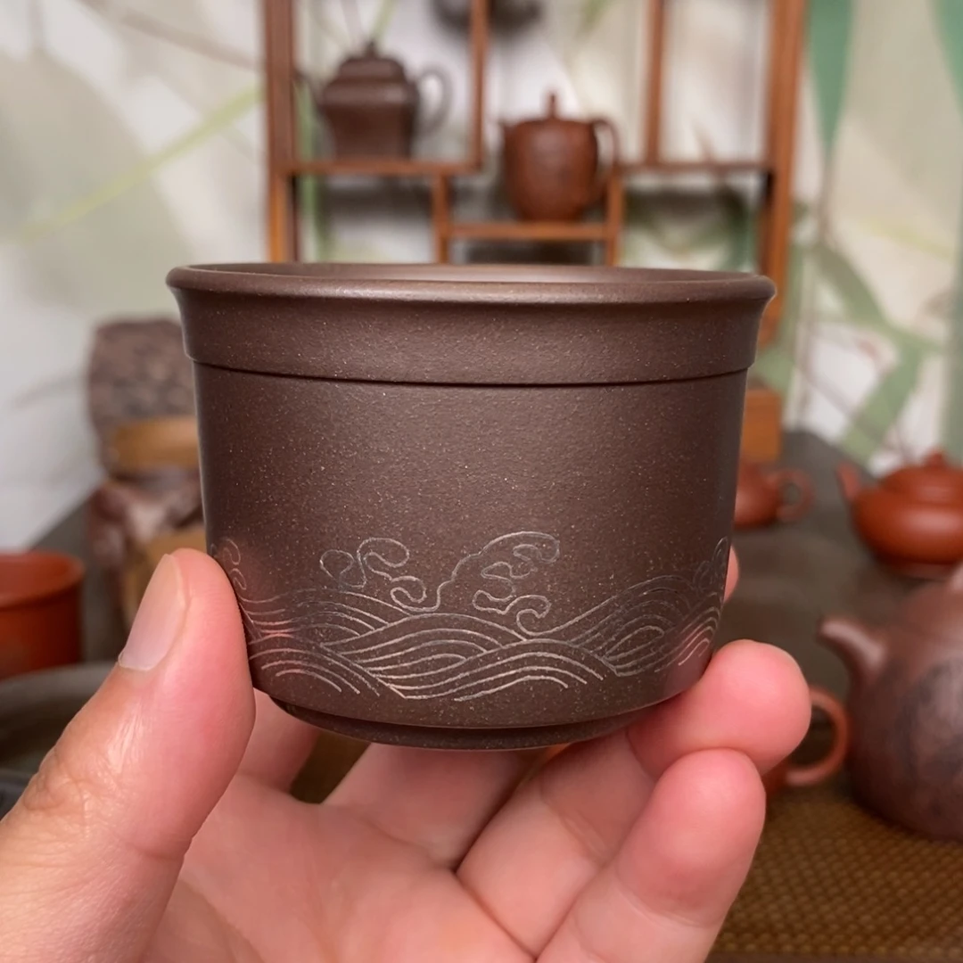 茶壶紫砂镶嵌银丝主人杯