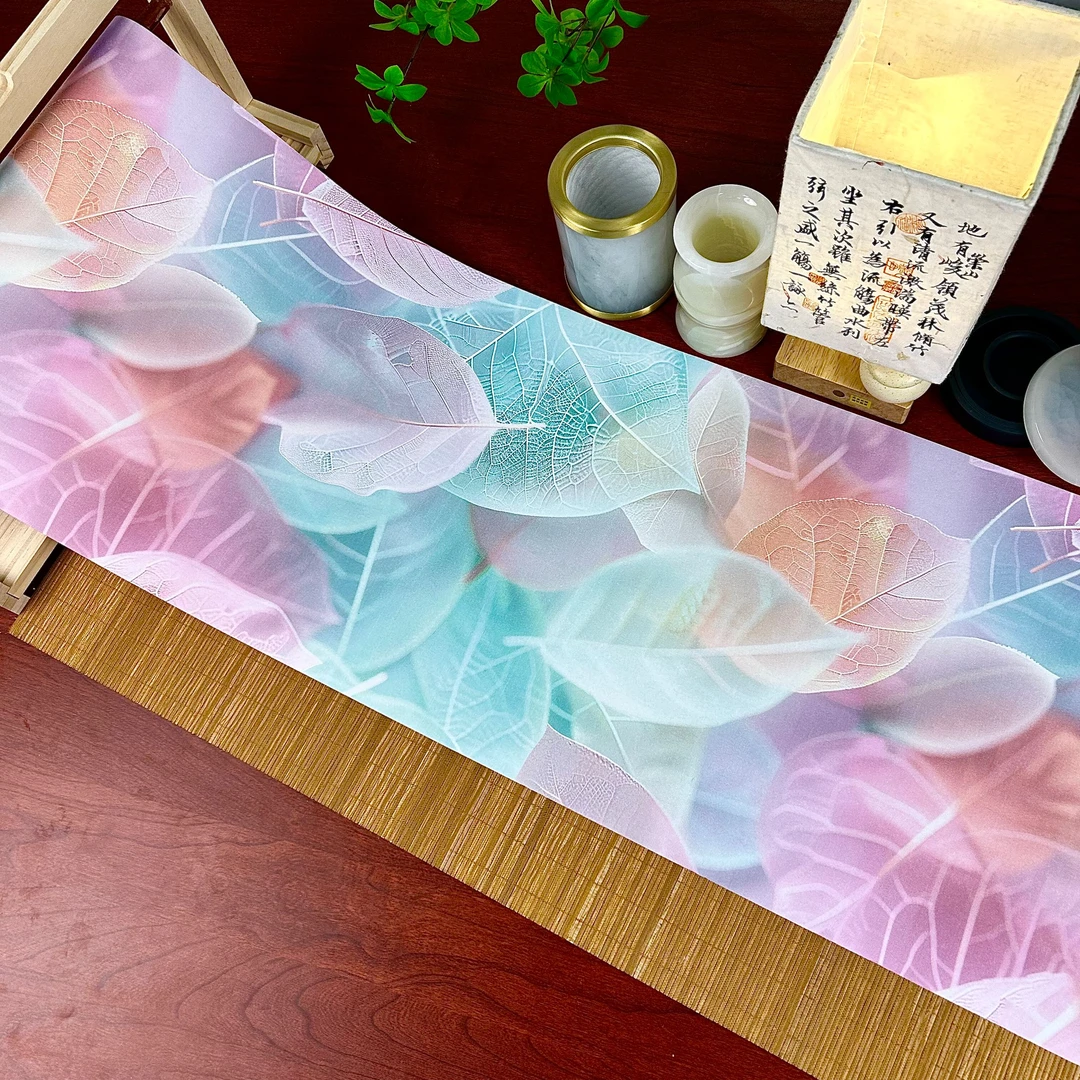 127.【五彩树叶长卷】蜡染半生熟34cm*10m一卷