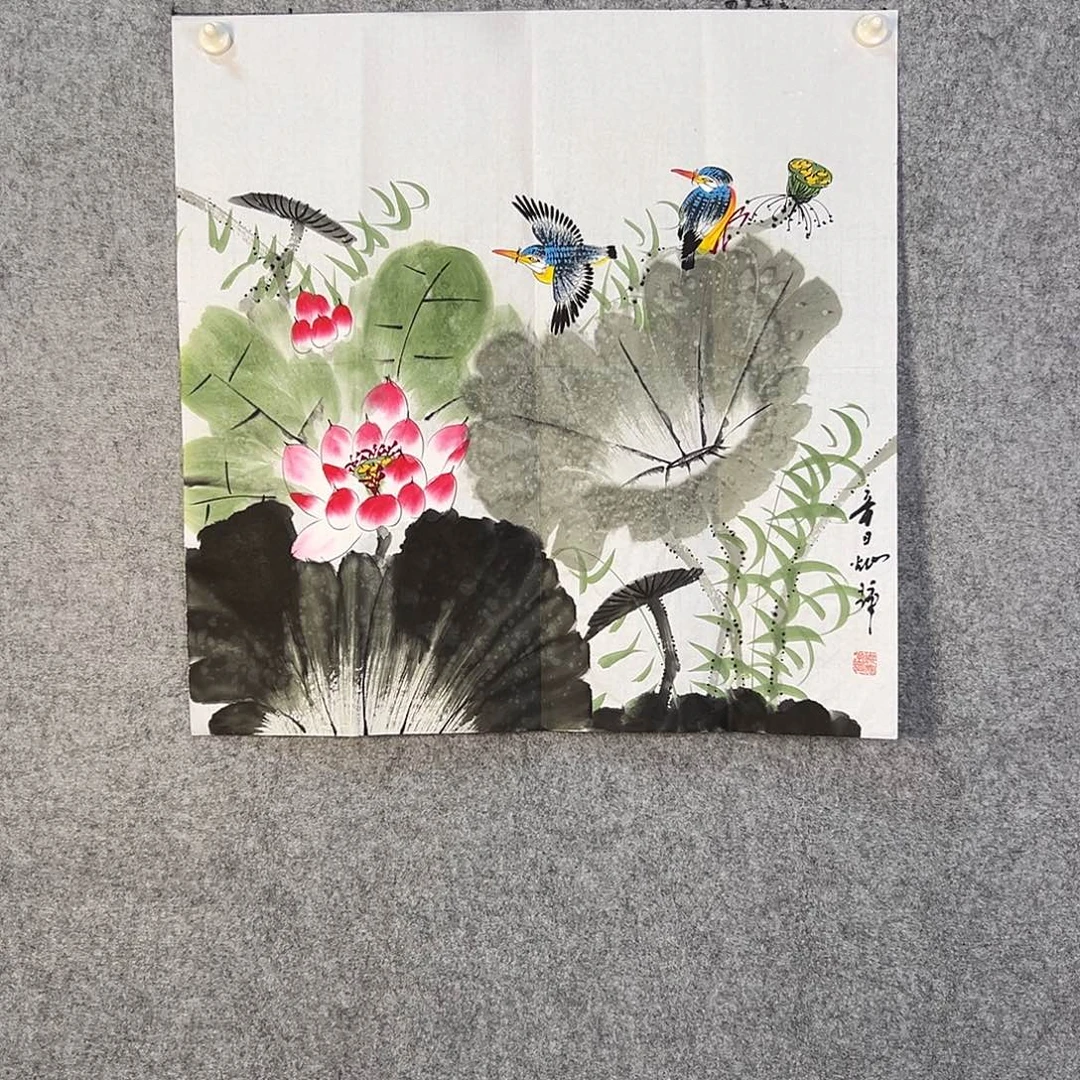 国画401 花鸟在树丛的顶端发出巨大声音