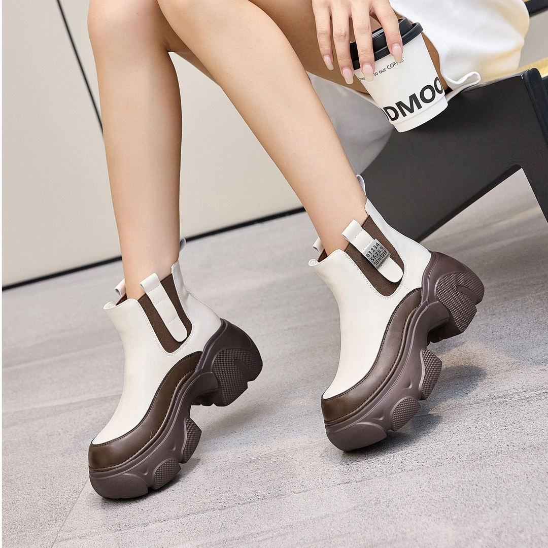 2025马丁靴女拼色风筒烟管一脚蹬筒瘦瘦靴子a11