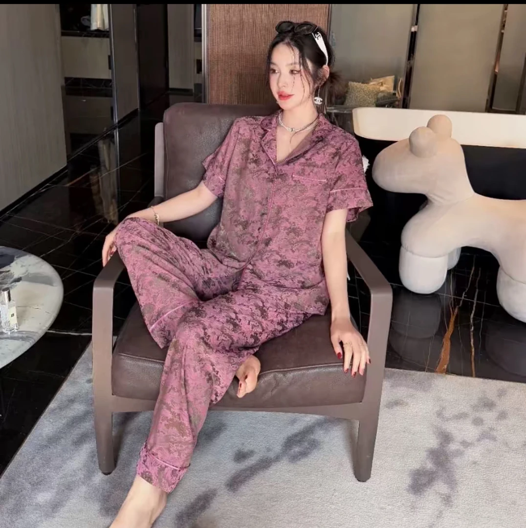 高端冰雪丝国风夏季优雅丝滑女士睡衣家居服