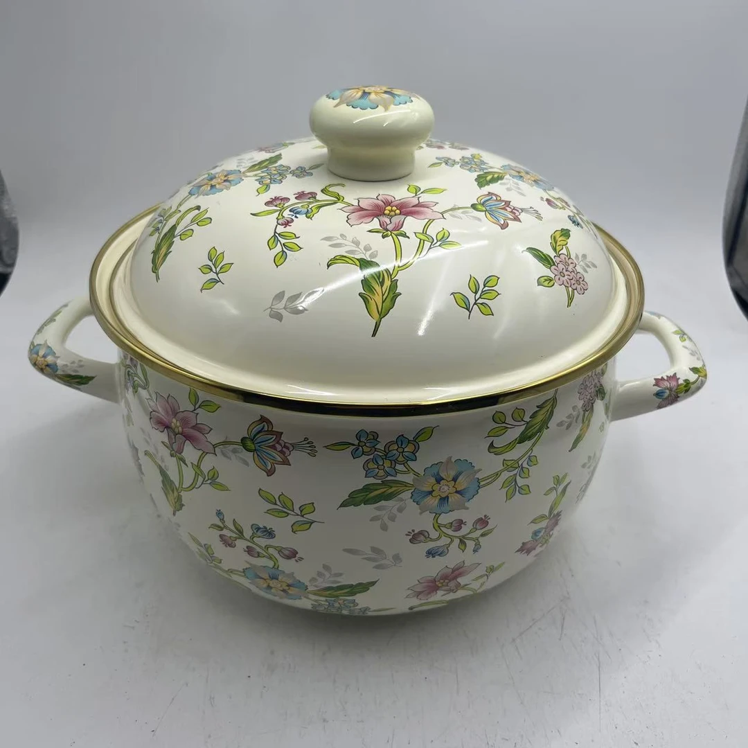 22cm【芳香空心环】珐琅搪瓷汤锅搪瓷盖炖锅商超