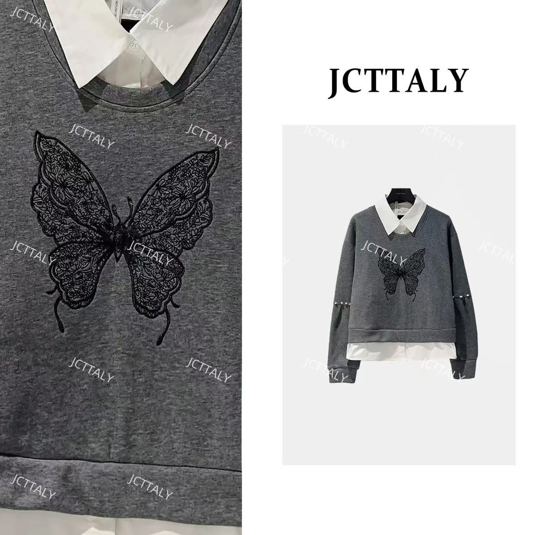 【宠粉价】秋季卫衣新潮风休闲风长款重工蝴蝶复古JC-A4673