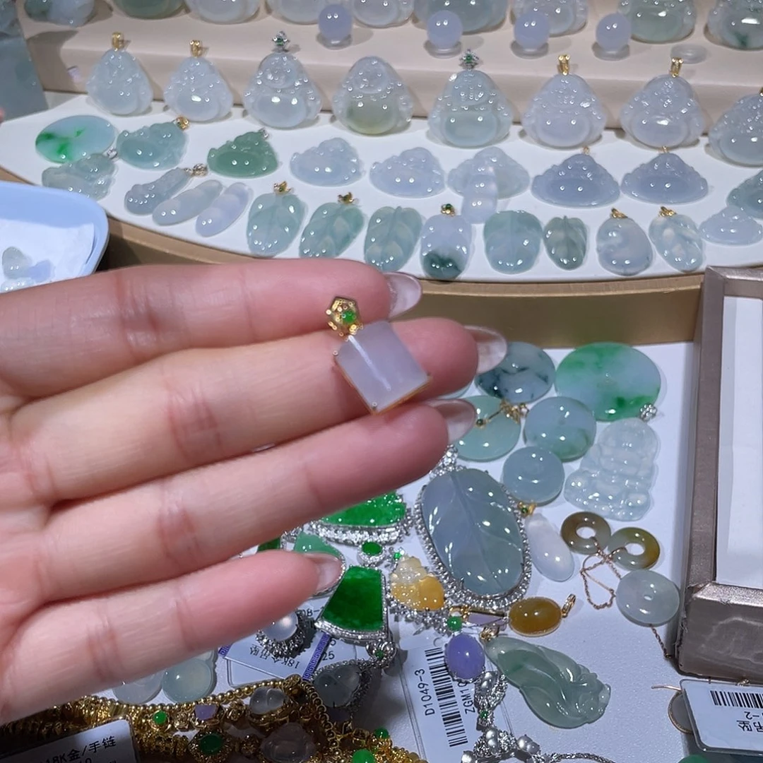 翡翠18K金镶嵌吊坠(不含链)