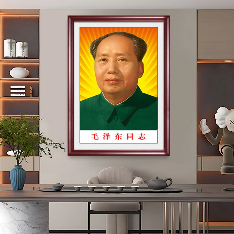 墙画毛王席像墙画伟人头像壁画东画像挂画中堂挂画客厅玄关装饰画