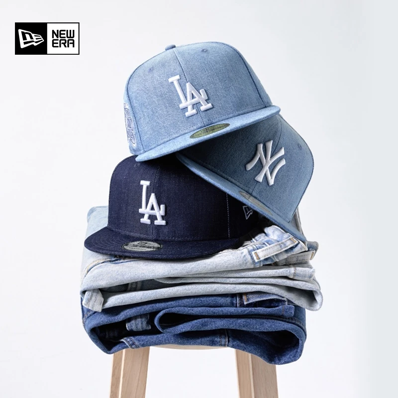 NEW ERA纽亦华2025早春新款平檐棒球帽NY全封MLB水洗牛仔复古5950