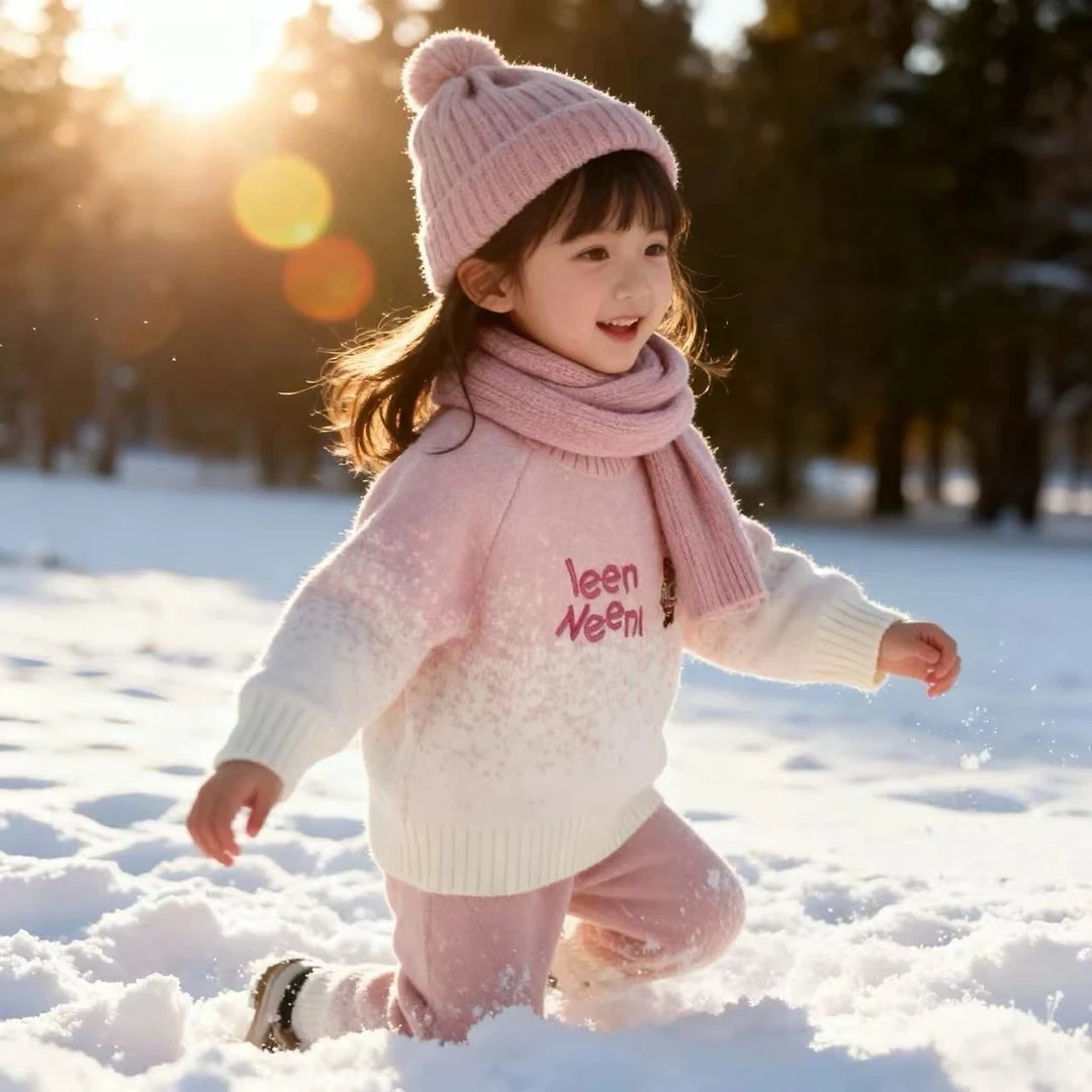 【】DL25003新款冬季女童时髦洋气百搭儿童毛衣