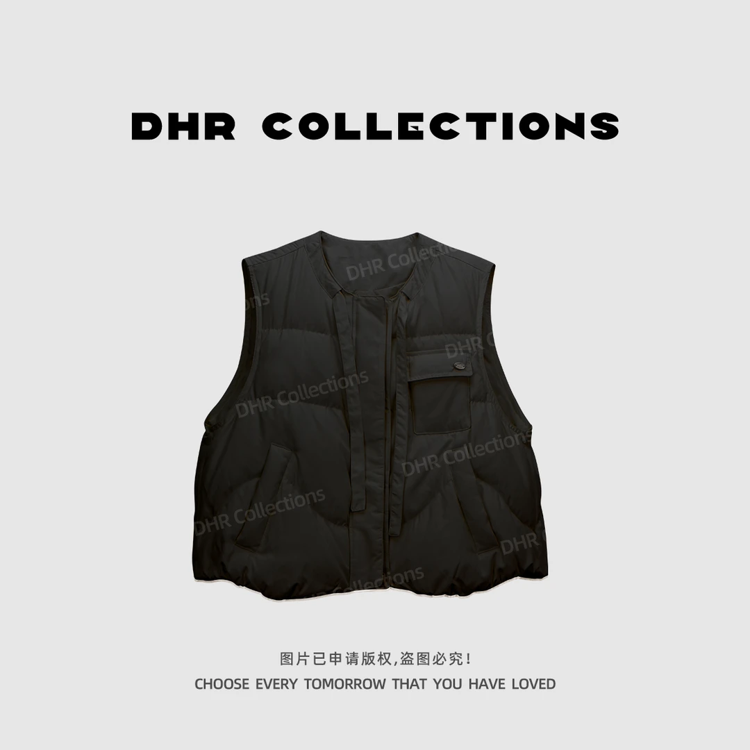 豆豆1【羽绒马甲】90白鸭绒新款法式简约气质轻薄马夹上衣-1125QY