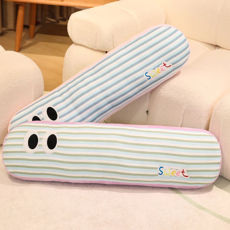 90cm大眼条纹双面冰丝长条抱枕夹腿午睡家居抱枕DD