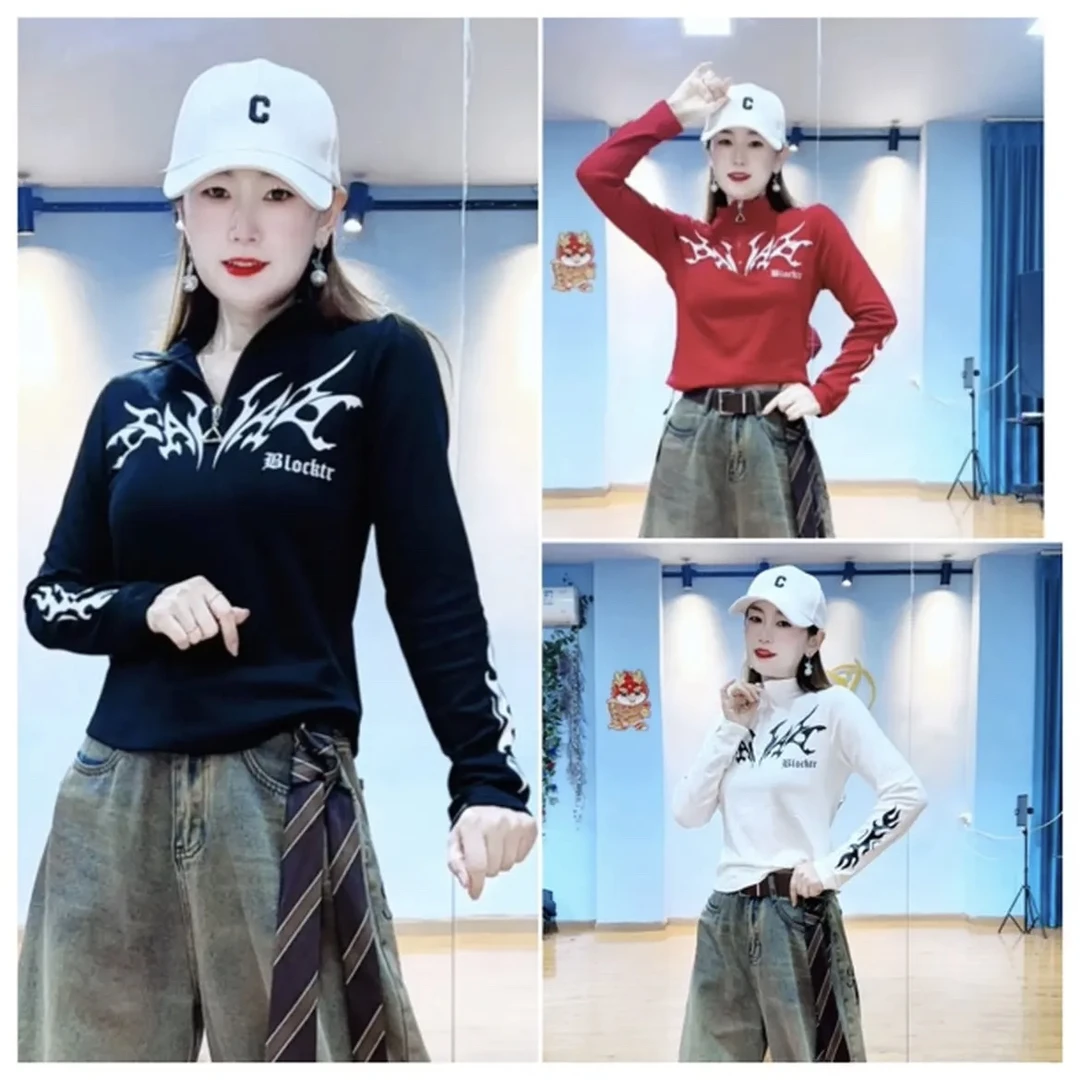 CX5678#秋冬磨毛修身时尚印花长袖打底衫