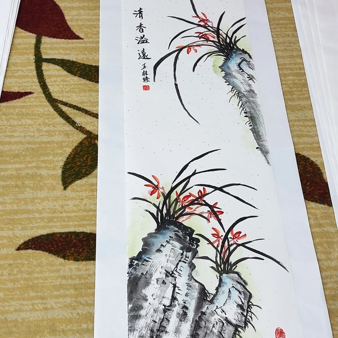 国画四尺对开纯手工手绘作品