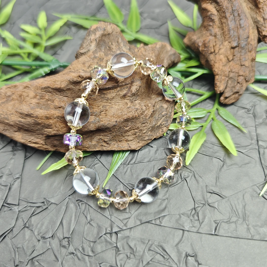 【蜜语 · 精品水晶】天然白水晶 圆珠单圈手串