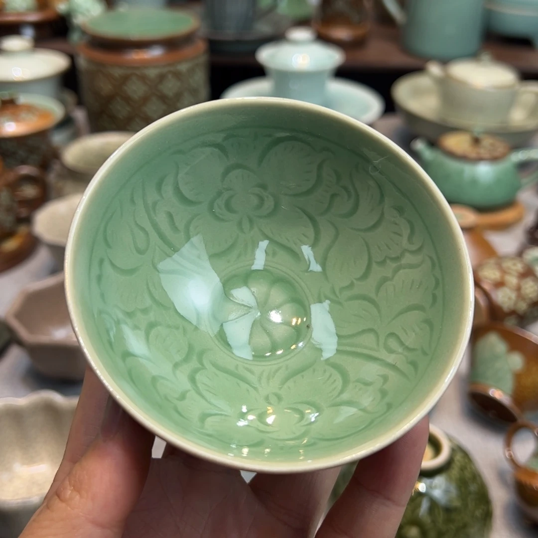 陶摆件龙泉青瓷梅子青