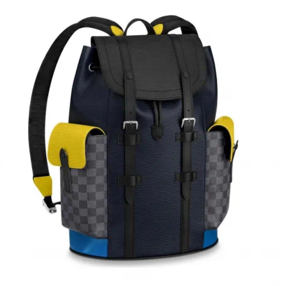 99新 LV 98新LV热门款9715限量水波纹拼色Christopher双肩包