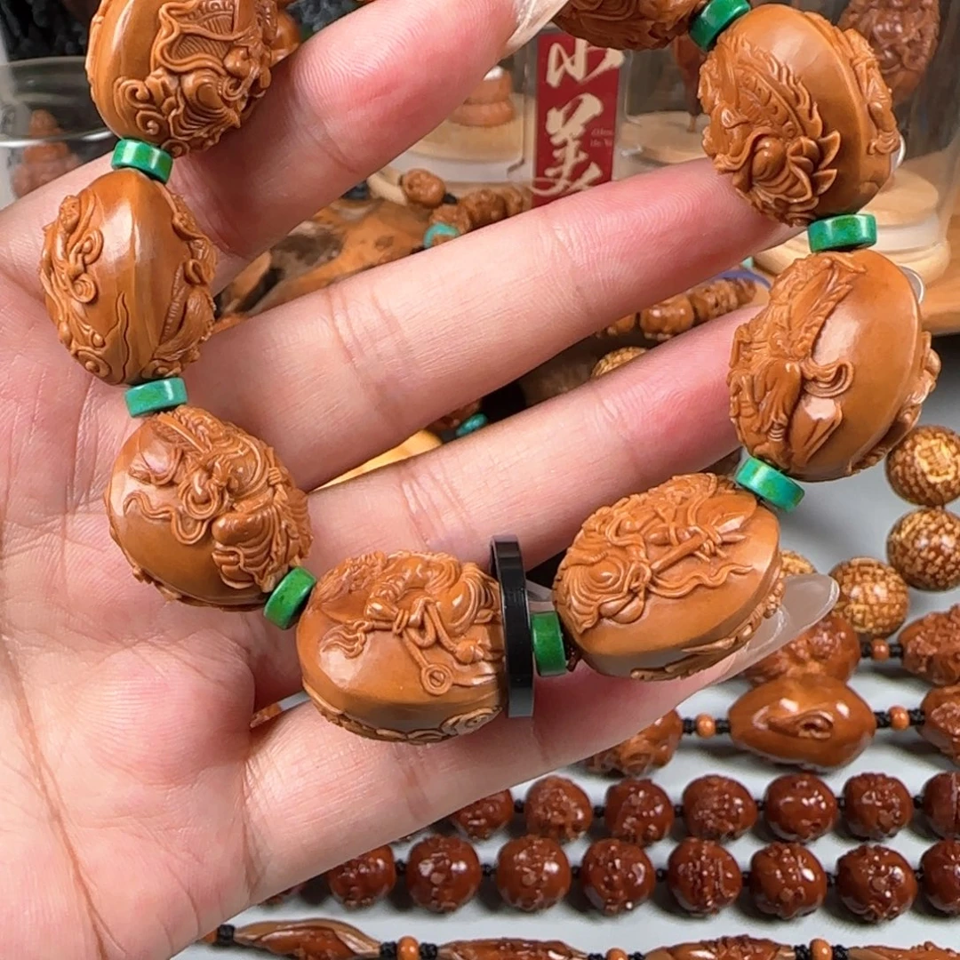 手串/手链橄榄核宽2.1老树铁核十八罗汉拜万佛手串