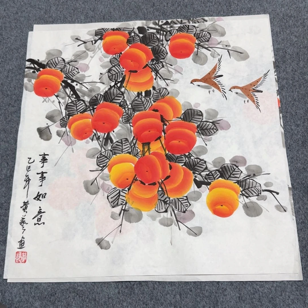 国画尺寸50x50纯手绘作品