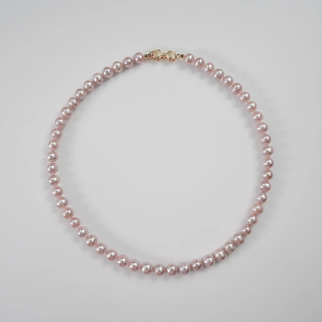 AIKJIANG/爱匠【九紫离火】淡水无核紫色珍珠项链8mm左右强光经典