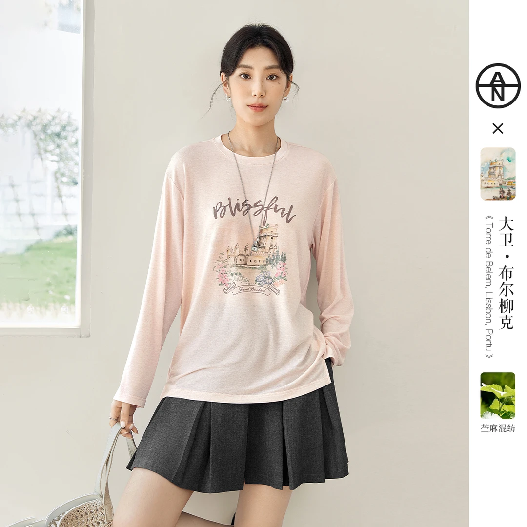 【AN】大码女装艺术画作联名独特漂亮小衫夏秋季薄罩衫T恤