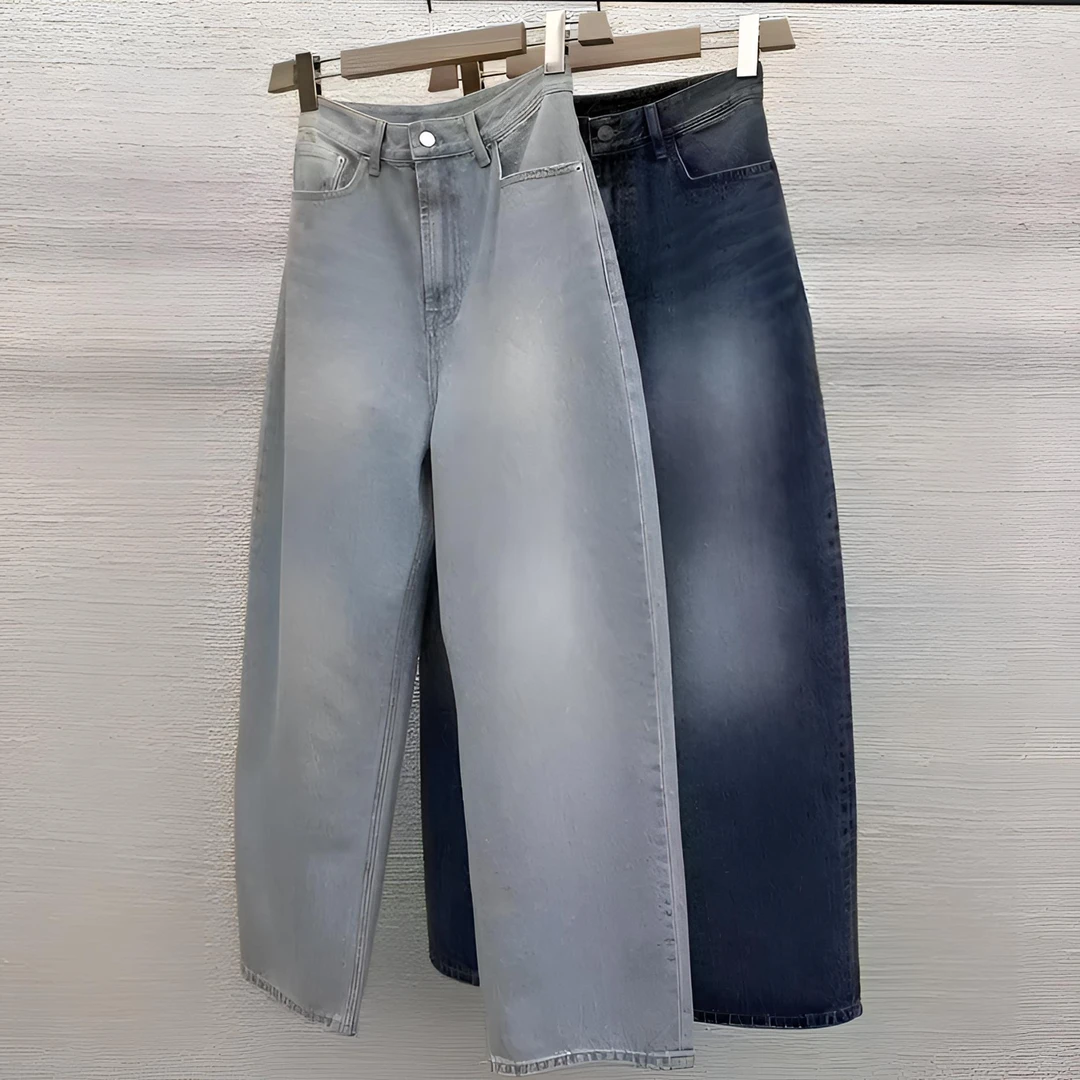 现货~at the bagel 2025 新款高腰百搭休闲弯刀牛仔裤