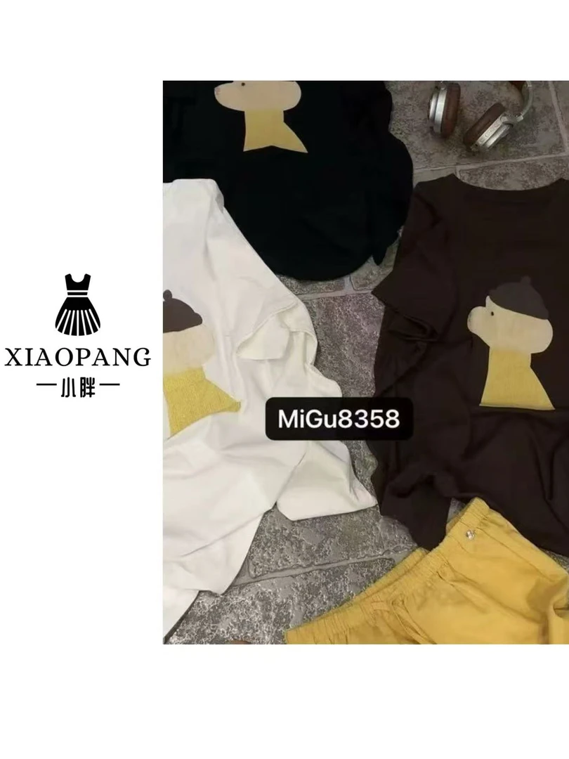 【小胖家】8358设计感帽子熊圆领短袖T恤