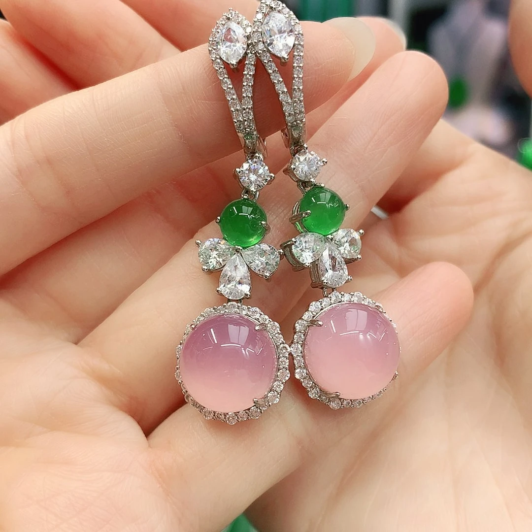 银S925镶嵌耳坠玛瑙/玉髓