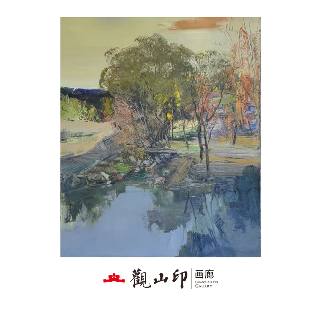 SMK原创手绘风景油画100x80cm美式复古风玄关沙发背景挂画4114
