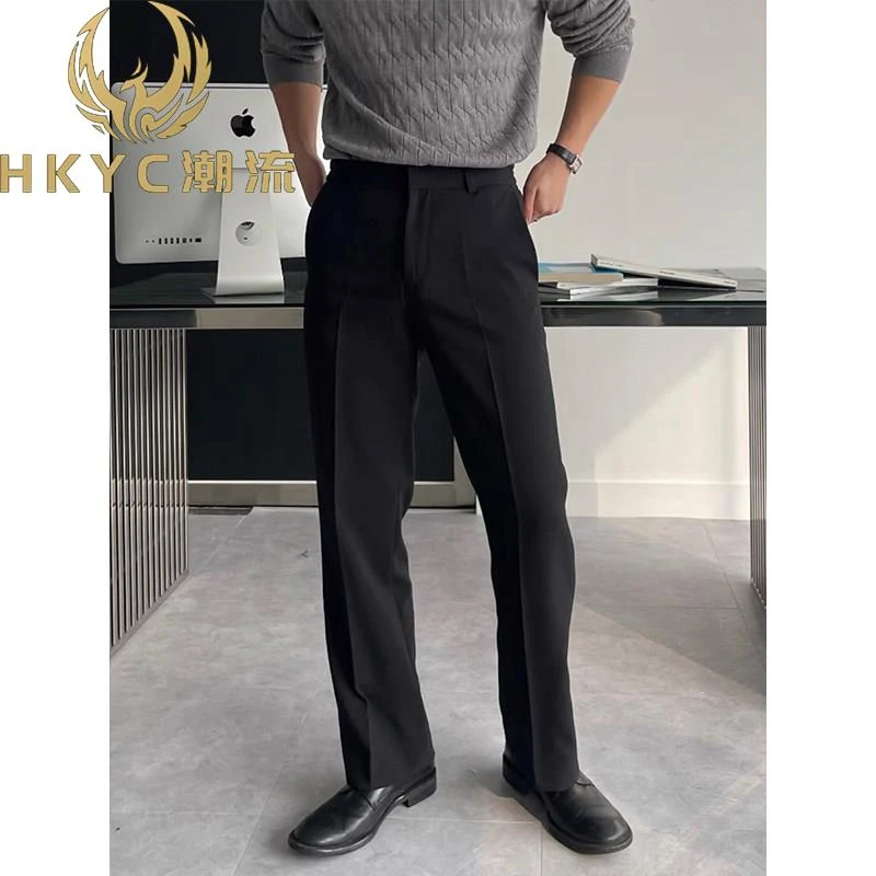 HKYC成熟稳重男装直筒西裤男高级感痞帅阔腿宽松商务通勤休闲长裤